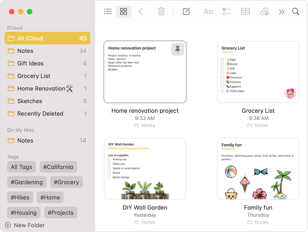 apple notes goal setting app