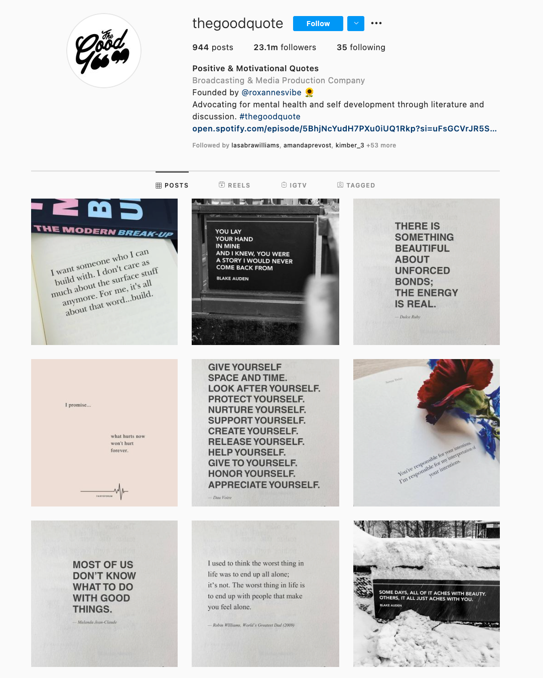 Quotes Instagram Theme Example
