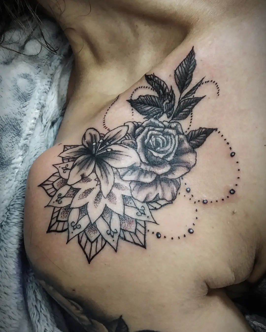 Beautiful Rose Mandala Tattoo