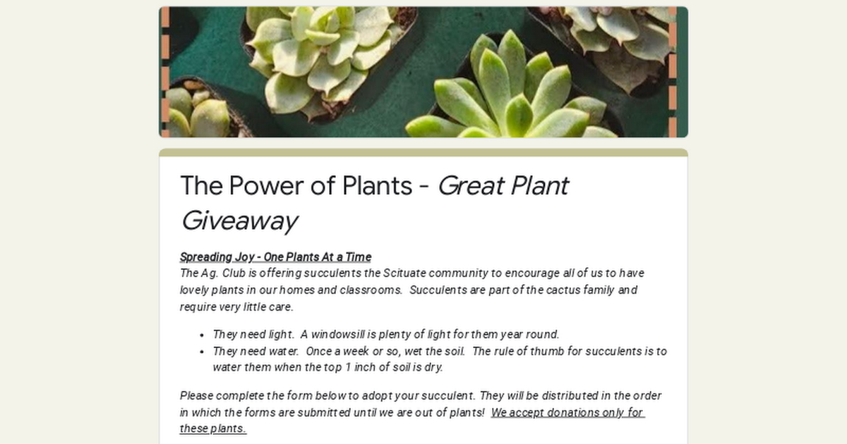 The Power of Plants - Great Plant Giveaway