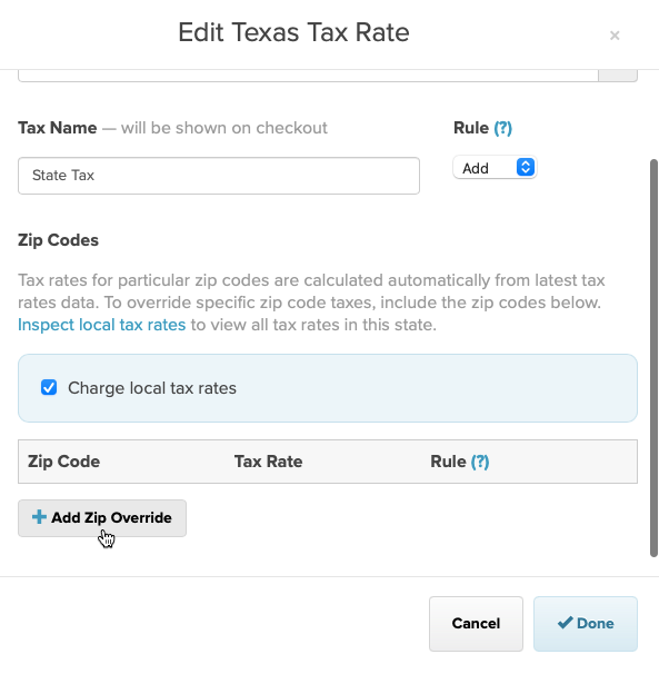 Adding a zip override for tax on Payhip