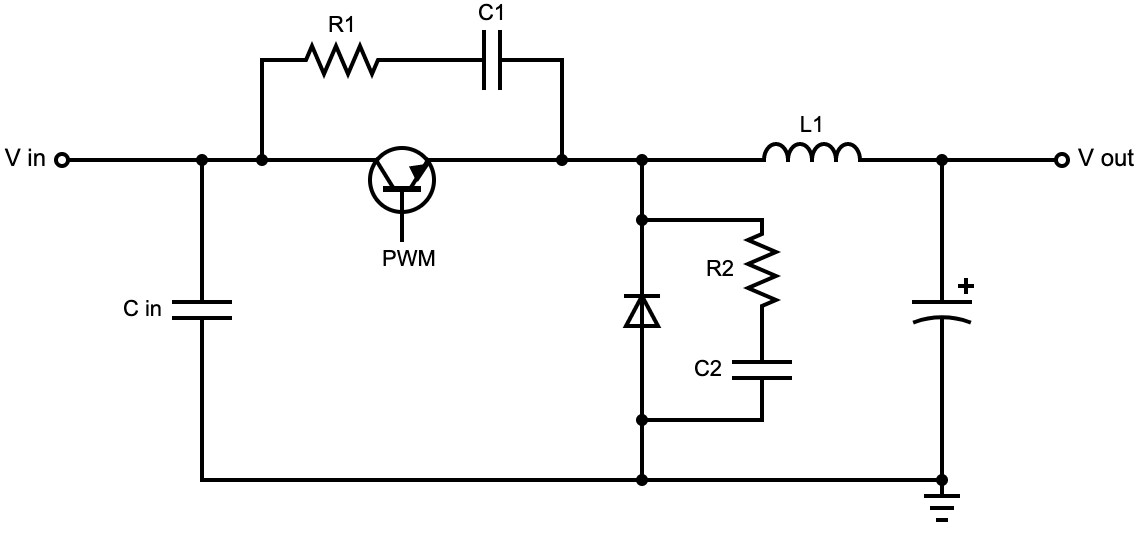 A buck converter circuit diagram