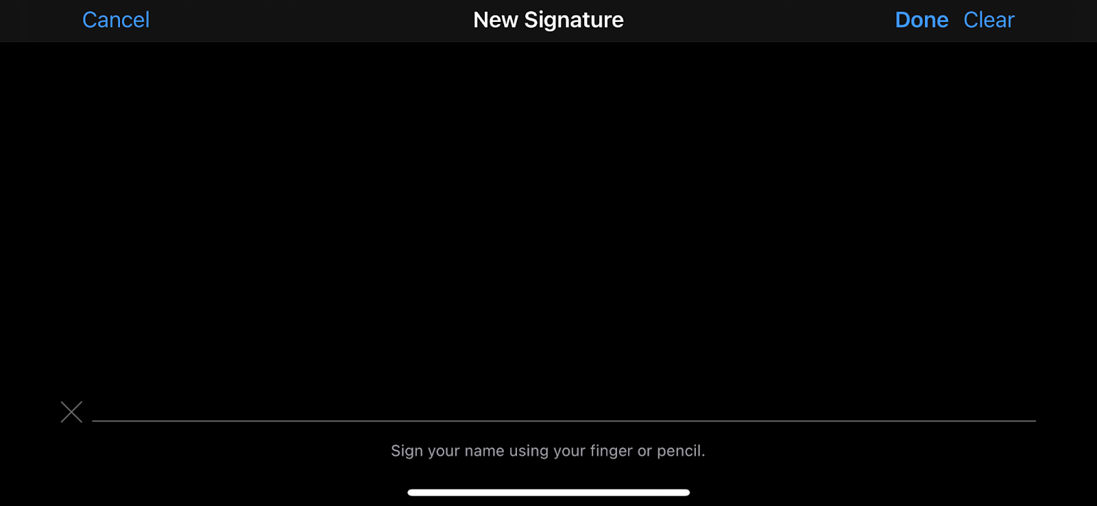 iPhone signature screen.