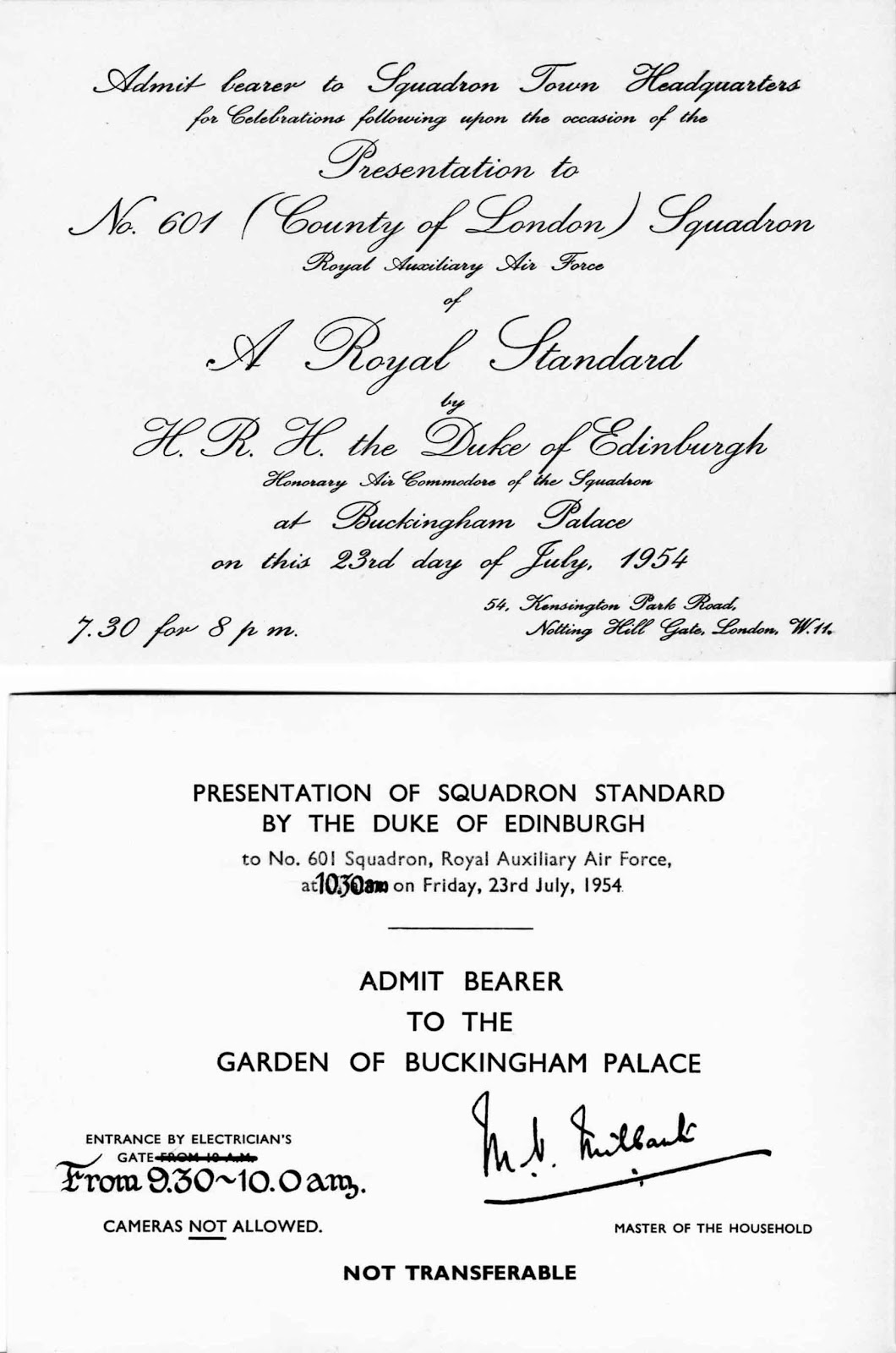 601 Standard at Buckingham Palace invite