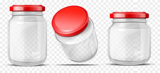Empty glass jars for sauces realistic vector Free Vector