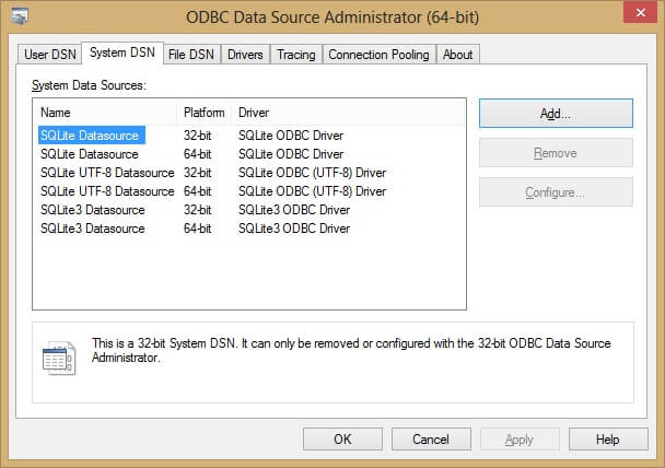 SQLite to SQL Server: Creating a System DSN for the Database 4