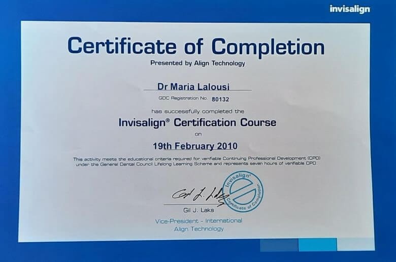 invisalign certification οδοντίατρος γλυφάδα Μαρία Λάλουση