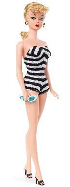 Amazon.com: Barbie Signature Mattel 75th Anniversary Doll, Original 1959  Doll Reproduction in Black and White Swimsuit, with Wrist Tag, Gift for  Collectors, Multi : Toys & Games
