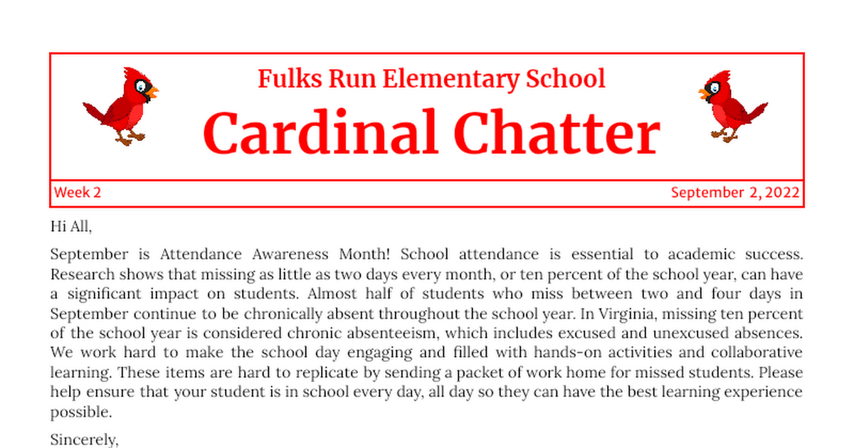 9.2.22 Cardinal Chatter