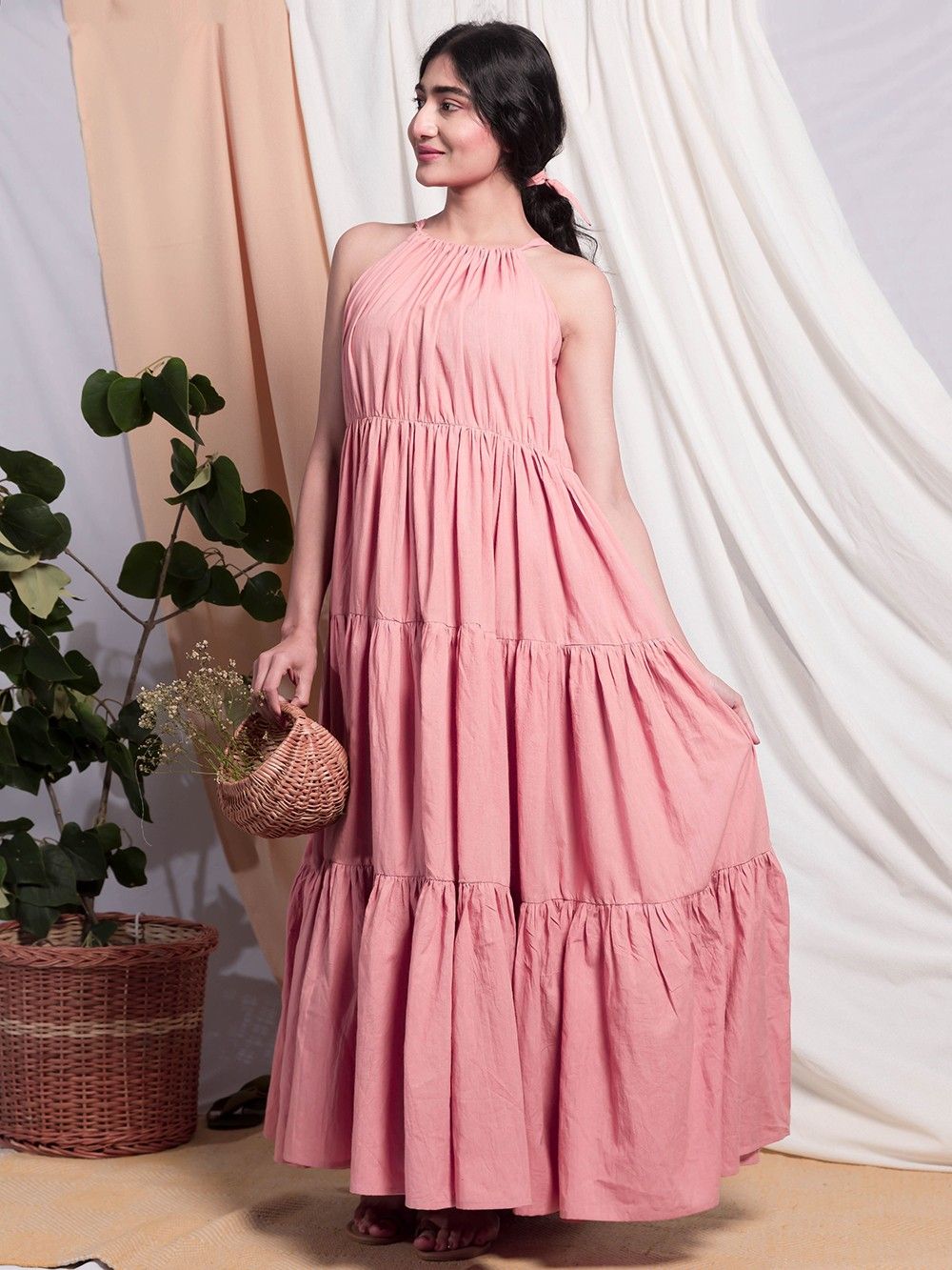 the loom - Old Rose Cotton Maxi Dress