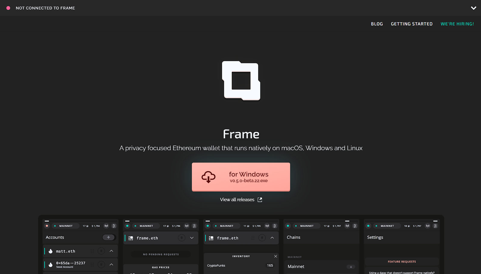 frame home page