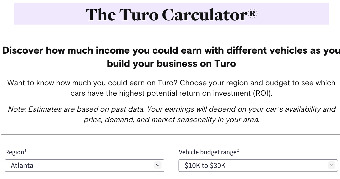 The Turo carculator