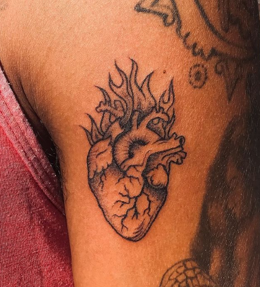 Fire Anatomical Heart Tattoos