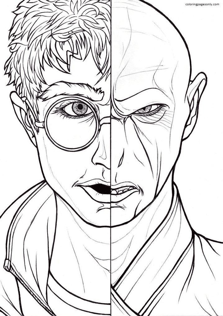 Harry Potter and Voldemort Face Coloring Pages
