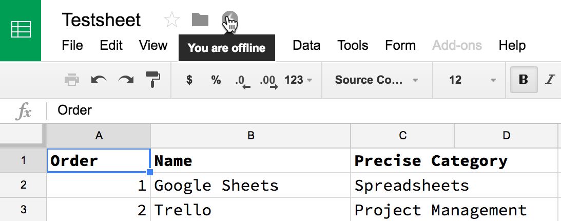 Habilitar el modo sin conexión de Google Sheets