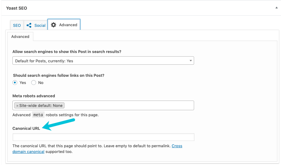 creating canonical urls in yoast seo