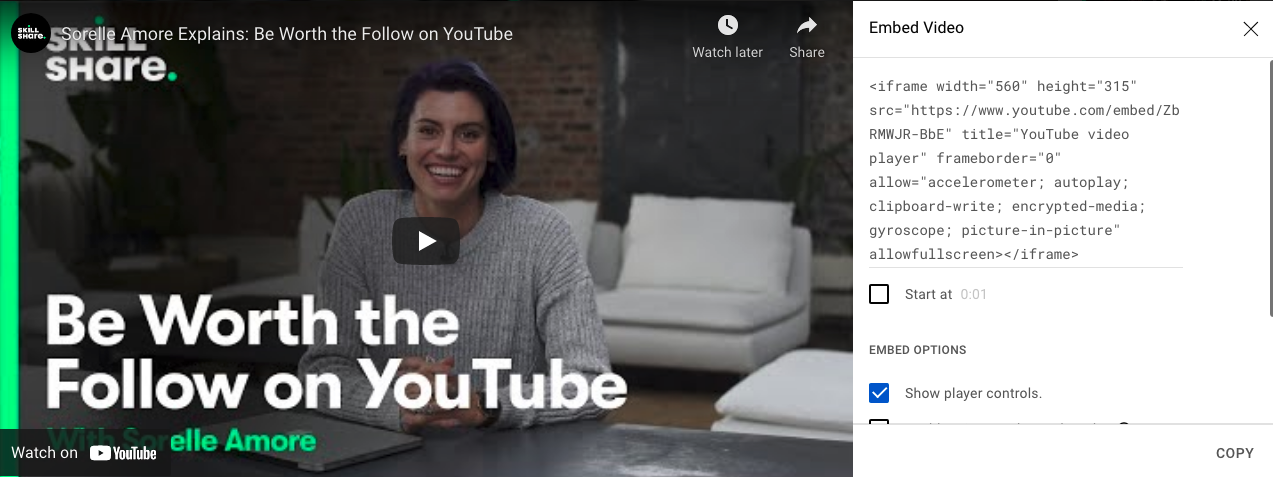 How To Embed A YouTube Video Skillshare Blog