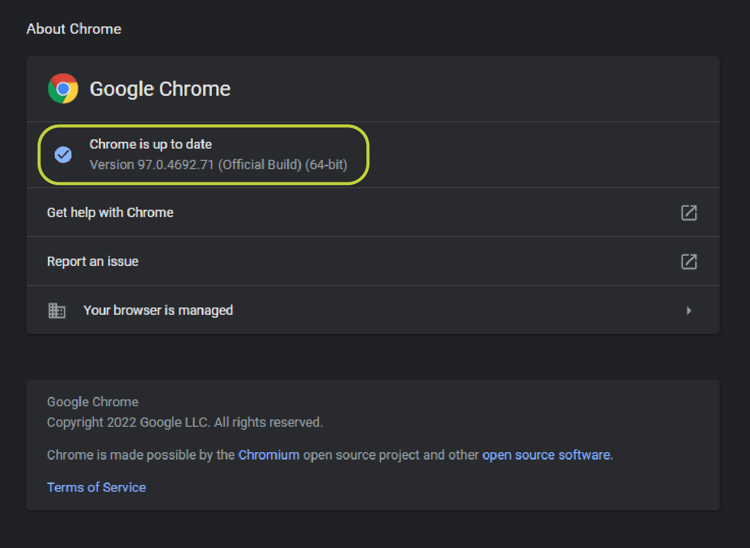 Check the status of your Google Chrome browser.