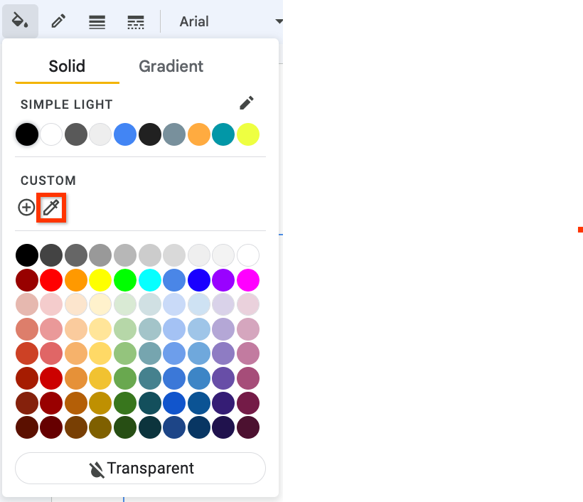 Docs, Slides, Sheets & Drawings: Introducing custom colors with eyedropper  tool or RGBA hex values - Google Docs Editors Community