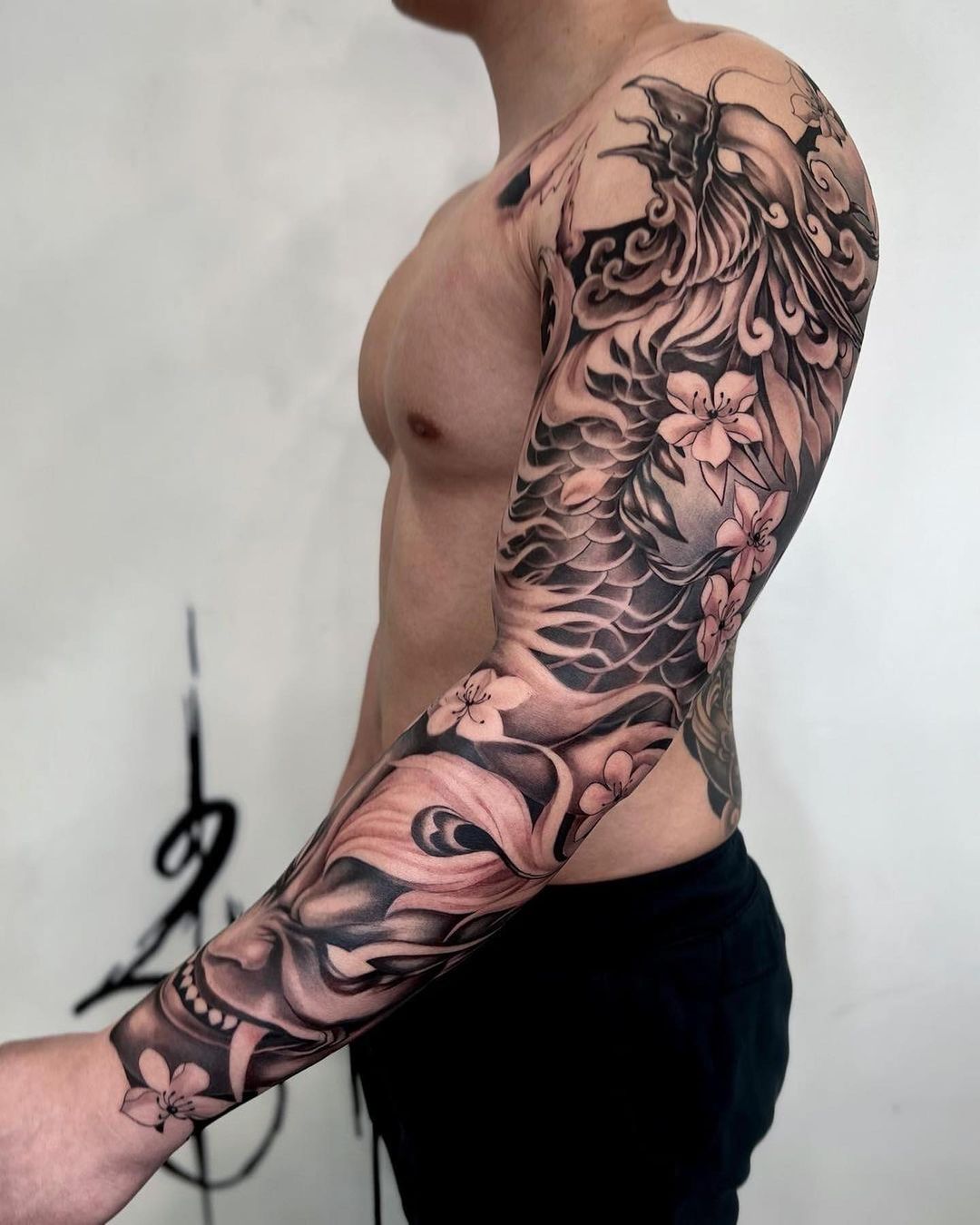 Phoenix and Hannya Sleeve Tattoo