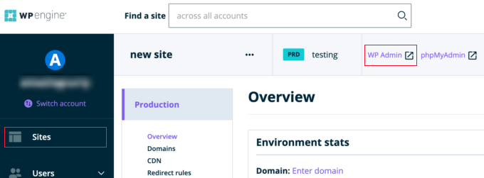Login do WordPress a partir do WP Engine