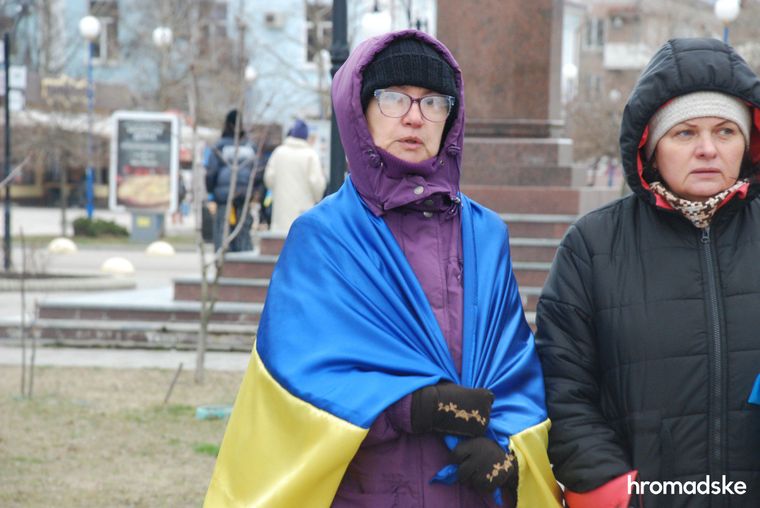 Митинг против российской оккупации в Бердянске