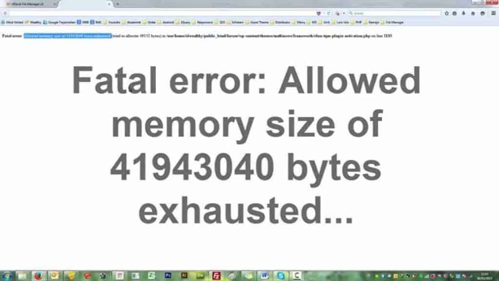 how to fix fatal error: allowed memory size of 41943040 bytes exhausted