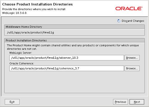 Choose Product Installation Directories