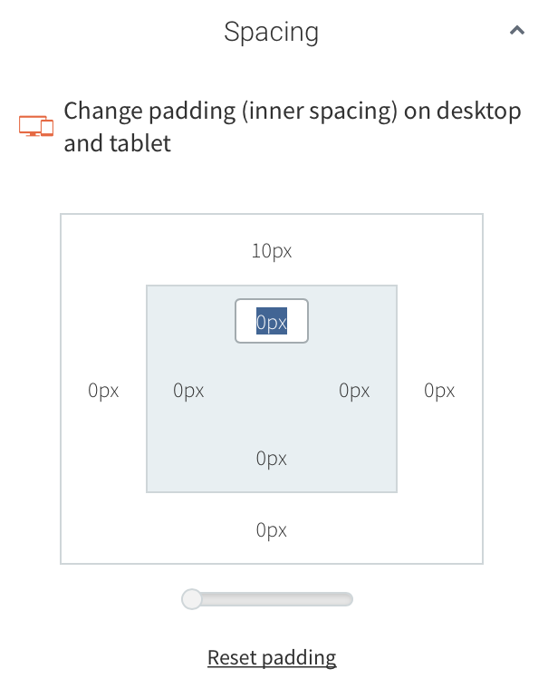 Spacing settings