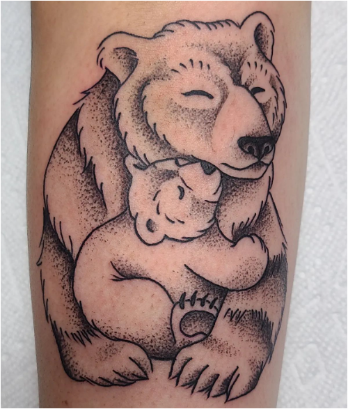 Cuddling Bear Tattoo
