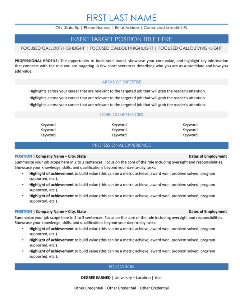 resume format example 2023