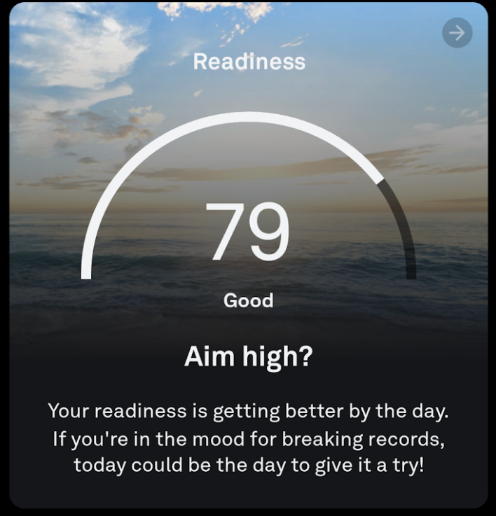 Readiness score tells me to "aim high"