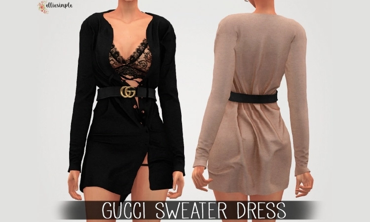 Gucci Sweater Dress for Sims 4