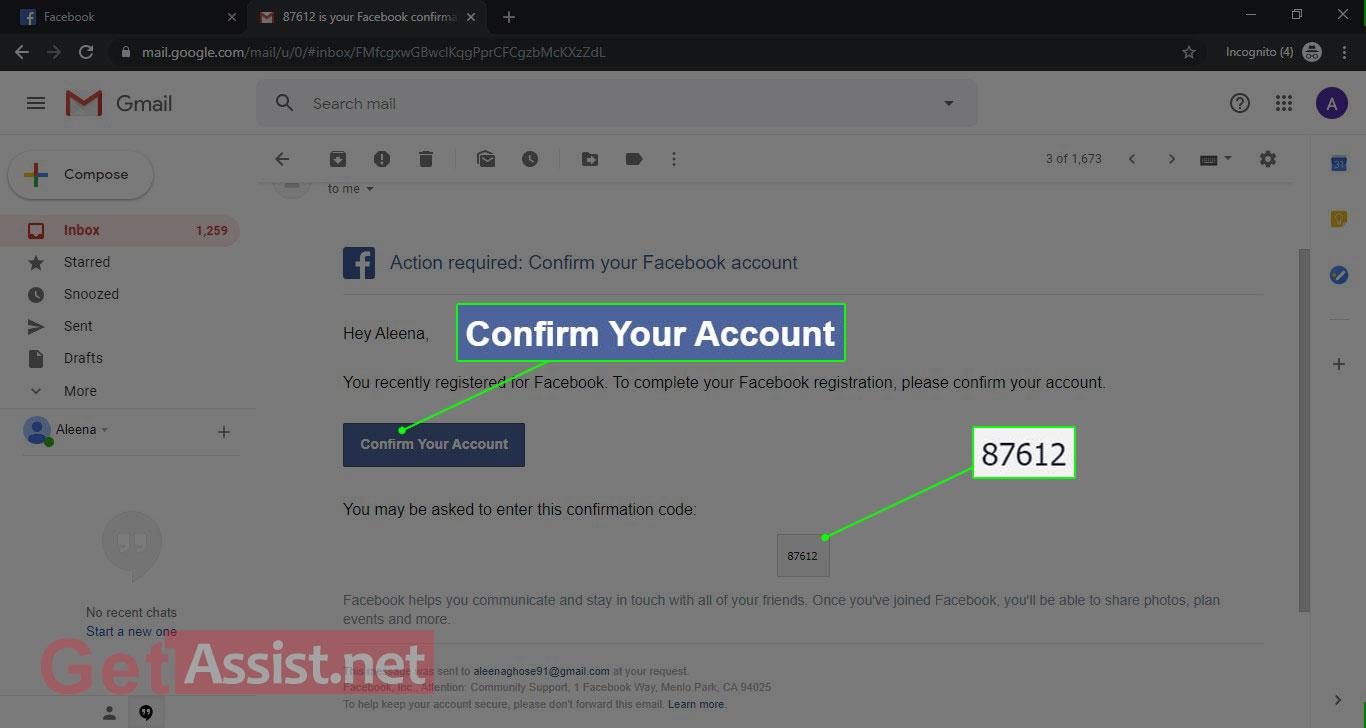 Confirm your account with Gmail verification