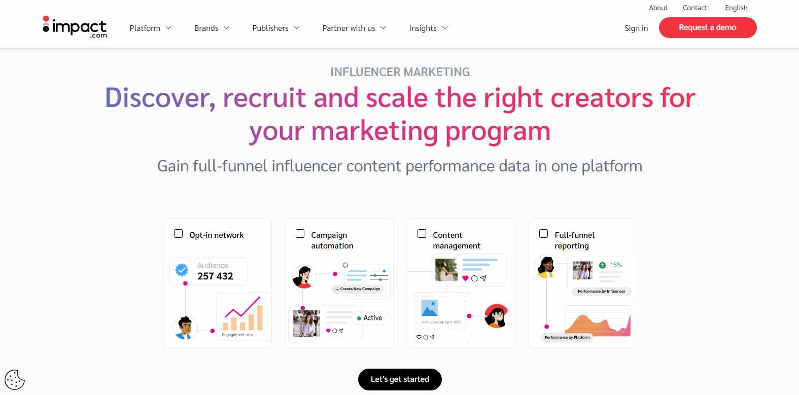 Impact: Influencer Marketing Platform Page