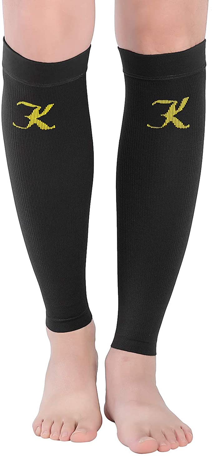 KEKING Calf Compression Sleeves for Men & Women, 1 Pair, True 20-30mmHg Leg Compression Socks Support for Running, Shin Splint, Calf Pain Relief, Swelling, Varicose Veins, Nursing, Travel, Black S/M