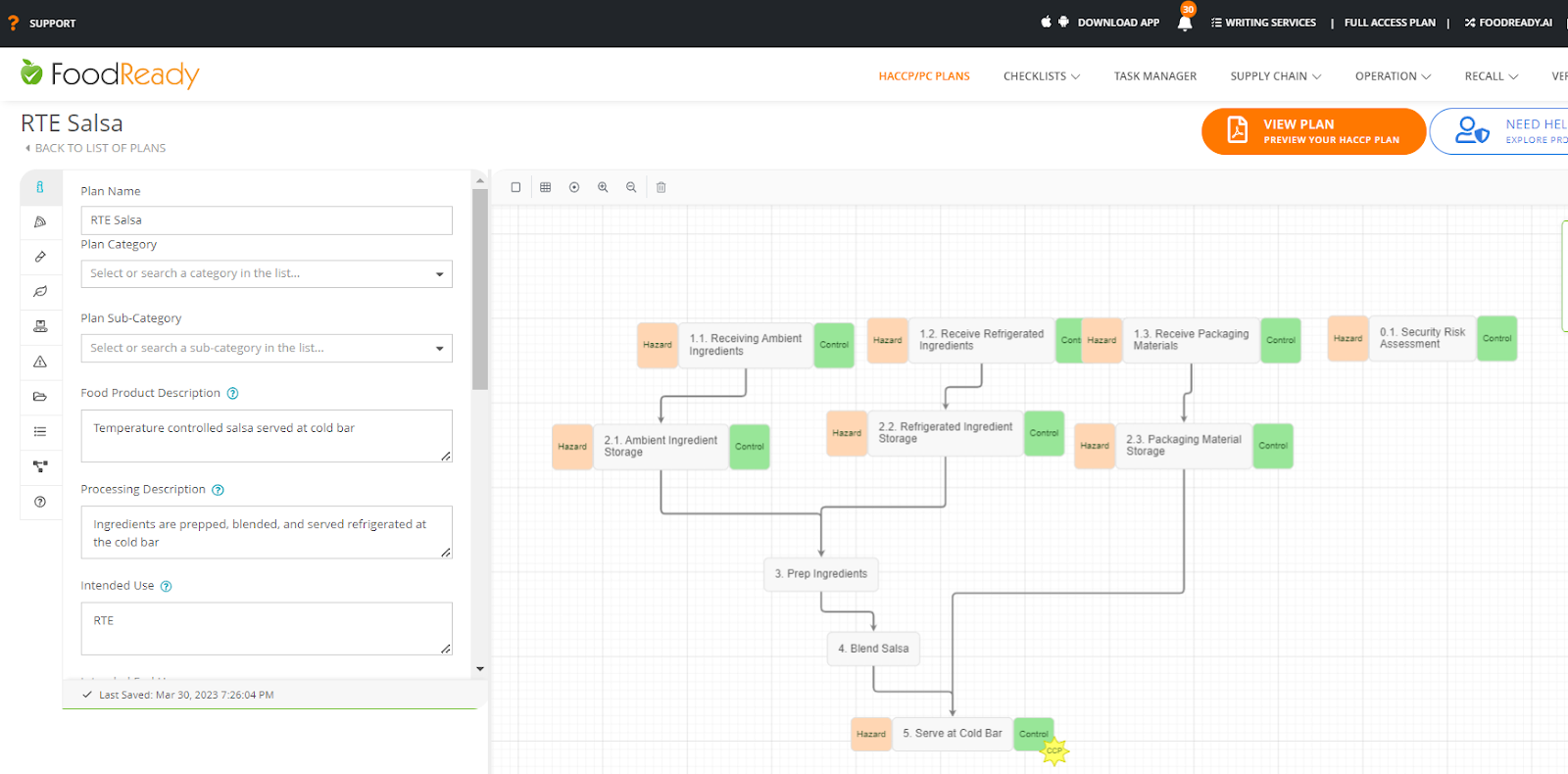 Foodready HACCP Flow Chart Builder