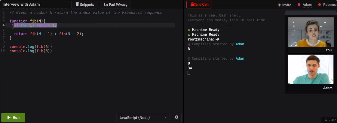 Code Interview assessing engineers