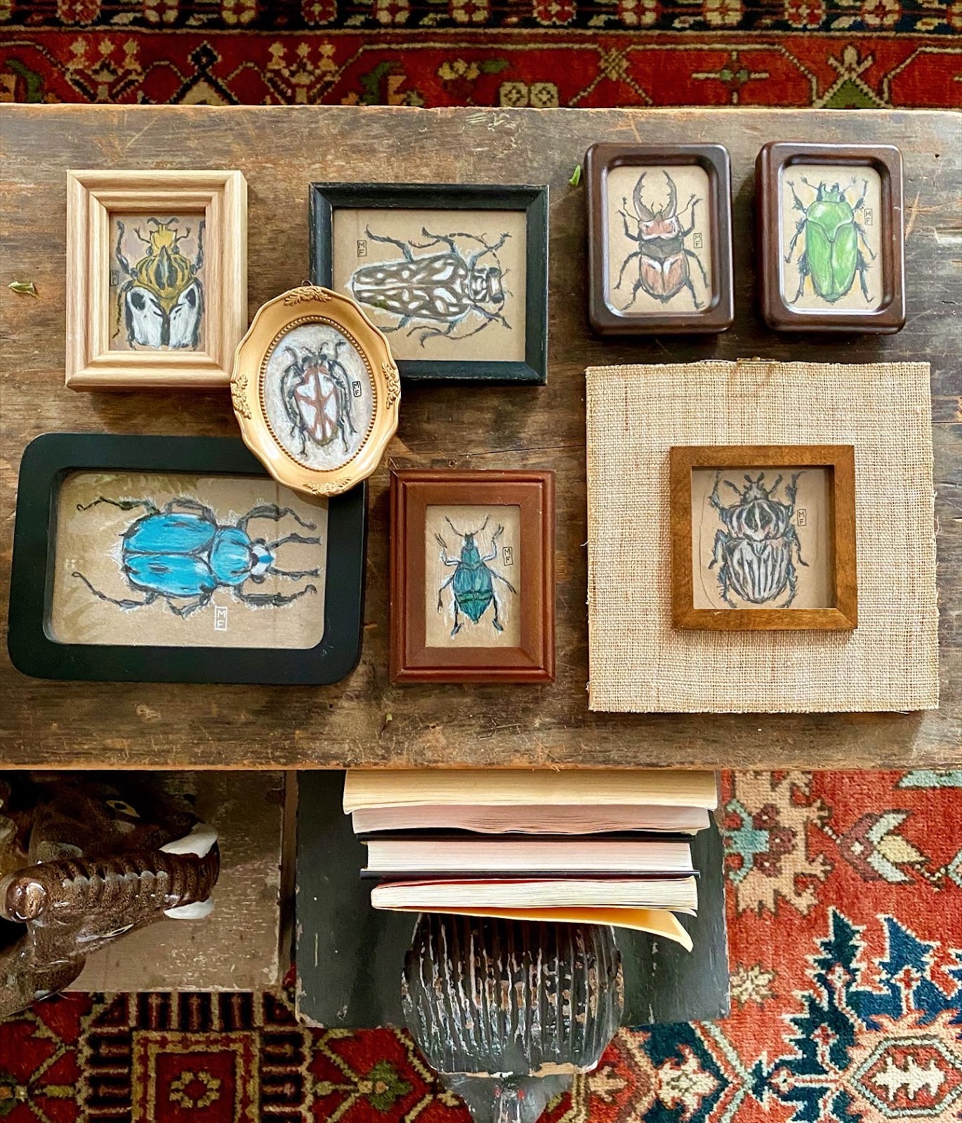 A unique vignette of framed insect art