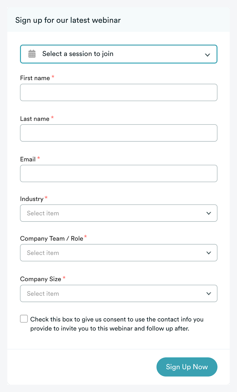 template of longer registration form