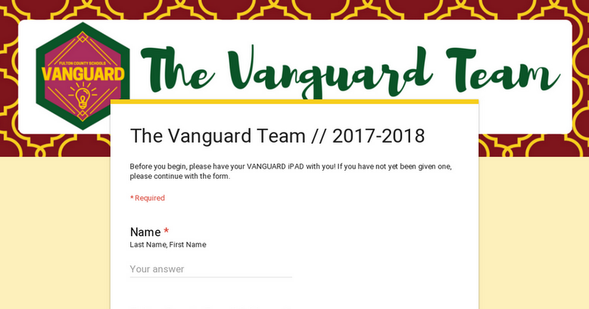 The Vanguard Team // 2017-2018