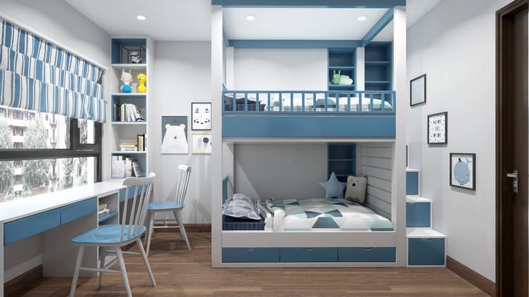 Tổng hợp 10+ mẫu thiết kế phòng ngủ giường tầng đẹp, sáng tạo, ấn tượn