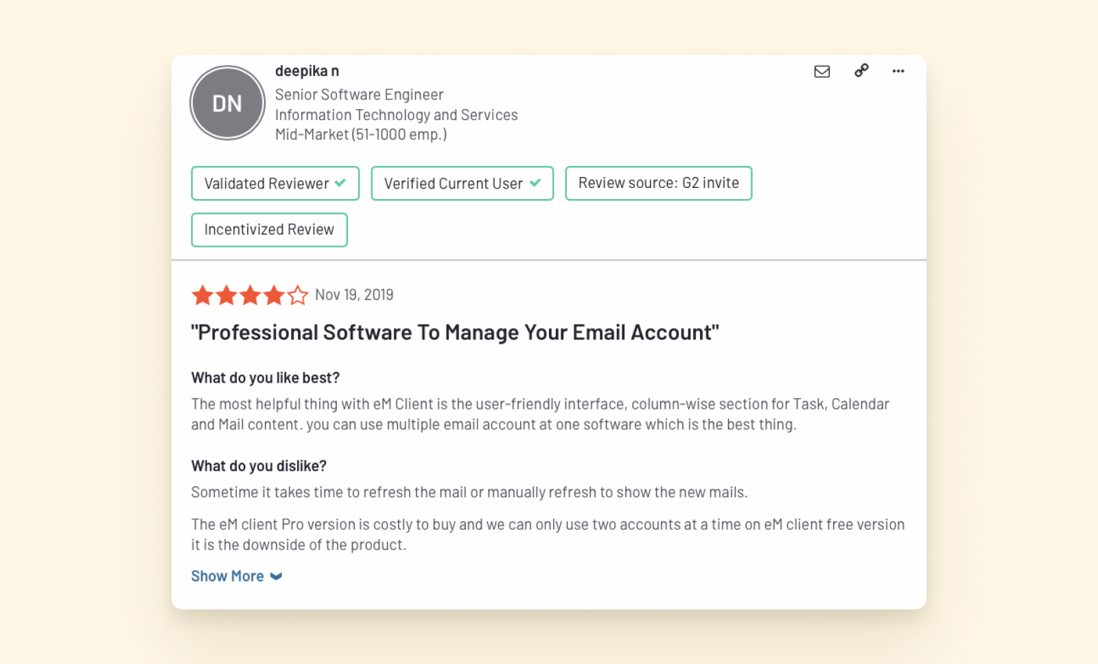 Review of the eM email client