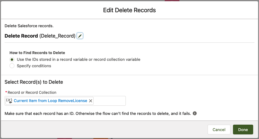 edit delete records Flow