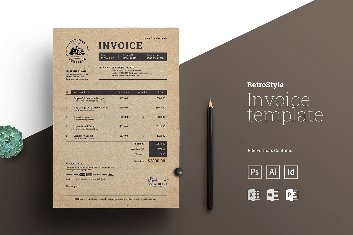 Invoice Design Templates and Examples: Retro Invoice