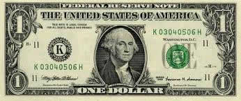 Descrição: Nota americana de um dólar 