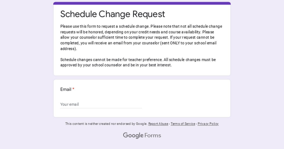 Schedule Change Request