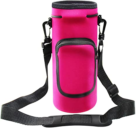 Orchidtent 40oz Neoprene Water Bottle Carrier Bag Pouch Cover, Insulated Water Bottle Holder Adjustable Padded Shoulder Strap - Great for Stainless Steel, Glass, or Plastic Bottles by Hydro Flask