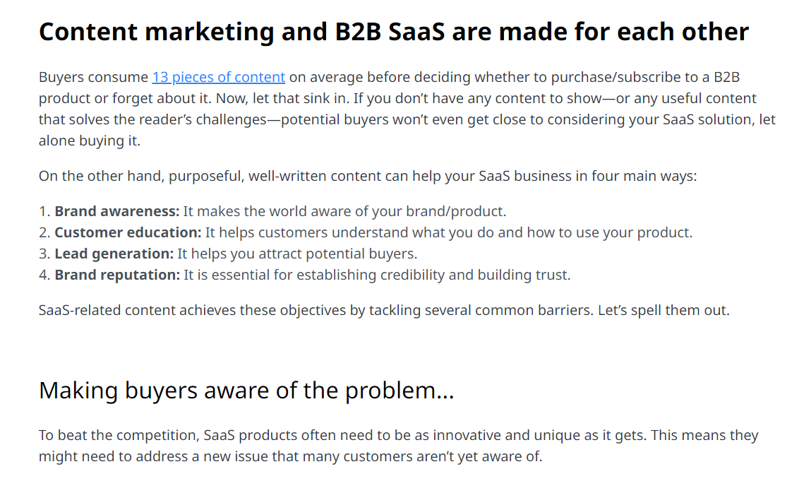 Content marketing and SaaS article snippet.