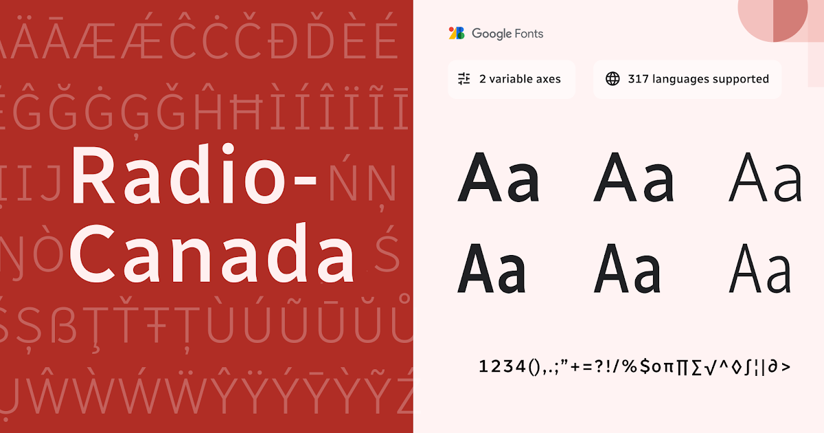 Voici Radio-Canada, la police de caractères du diffuseur public canadien,  plusieurs fois primée et maintenant disponible sur Google Fonts - Google  Fonts Blog